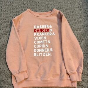Kids Pink Sweatshirt with Reindeer Names